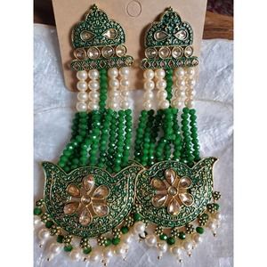 Long indian chandelier style meenakari earrings